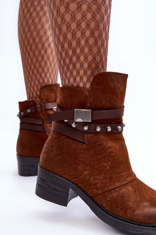 Bottines chauffantes à talons de couleur marron Effie Bottines chauffantes à talons de couleur marron Effie