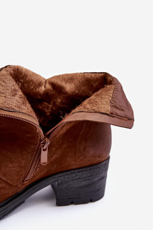 Bottines chauffantes à talons de couleur marron Effie Bottines chauffantes à talons de couleur marron Effie