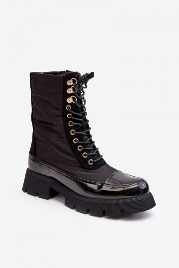 bottes chauffantes à talons larges de couleur noire Saranema