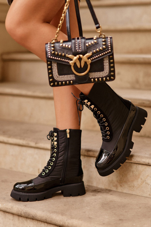 bottes chauffantes à talons larges de couleur noire Saranema