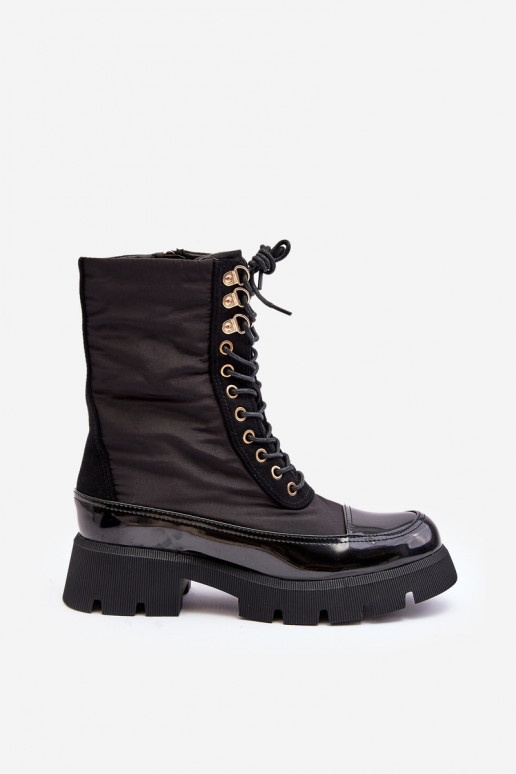 bottes chauffantes à talons larges de couleur noire Saranema