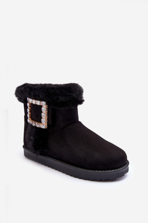 bottes de neige chauffées avec boucles de couleur noire Dulca