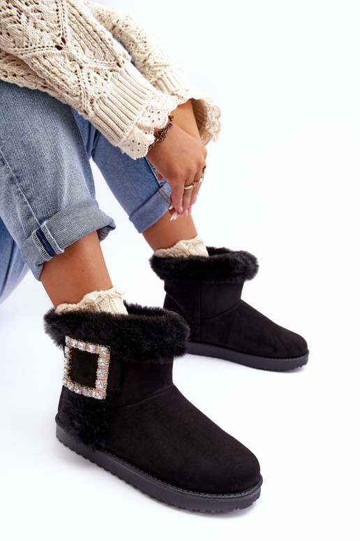 bottes de neige chauffées avec boucles de couleur noire Dulca bottes de neige chauffées avec boucles de couleur noire Dulca