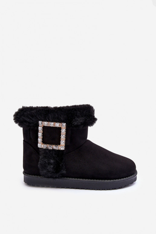 bottes de neige chauffées avec boucles de couleur noire Dulca