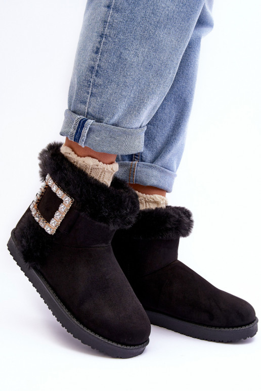 bottes de neige chauffées avec boucles de couleur noire Dulca