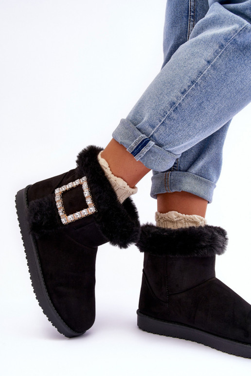 bottes de neige chauffées avec boucles de couleur noire Dulca