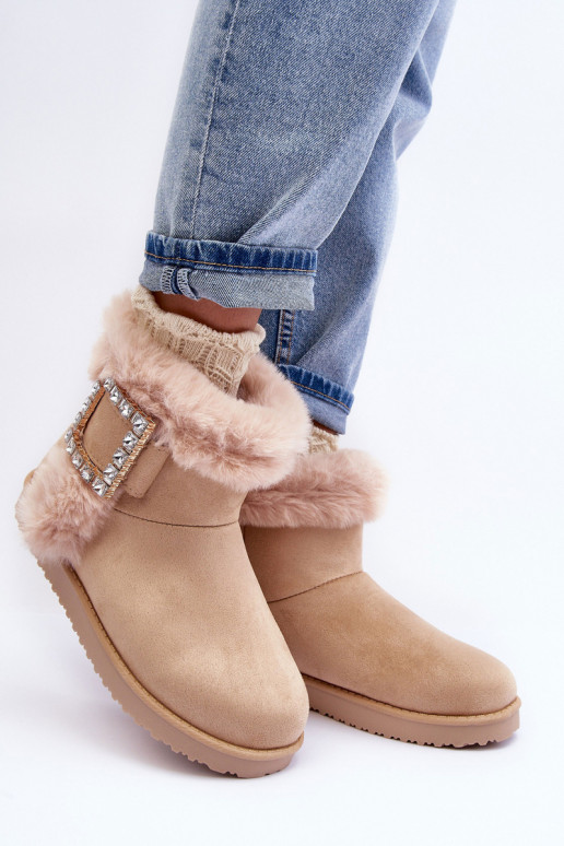 bottes de neige chauffées à boucles beige Dulca