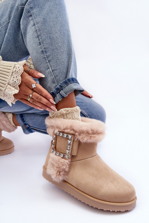 bottes de neige chauffées à boucles beige Dulca