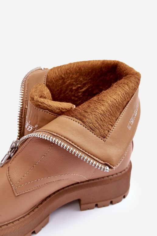 Bottines à talons larges avec fermetures éclair de couleur marron Vimal