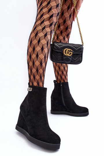 Bottines chauffantes en daim avec ornements de couleur noire Vere 2