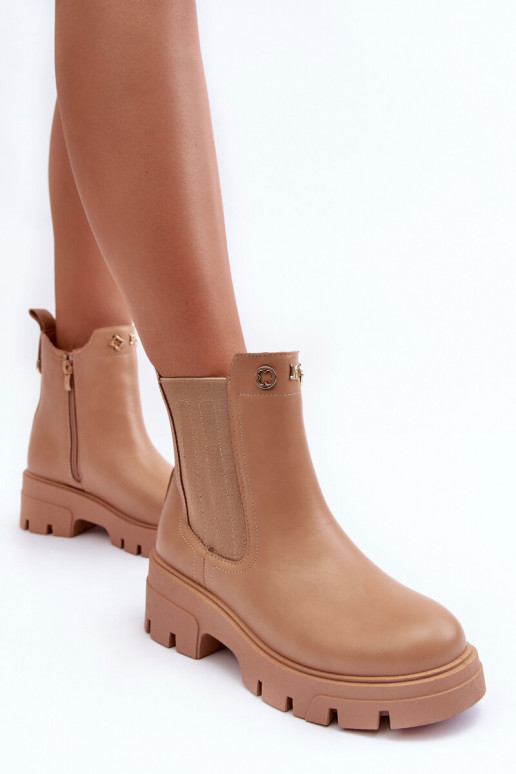Bottines femme en cuir naturel avec de beaux détails beige Lobb Bottines femme en cuir naturel avec de beaux détails beige Lobb