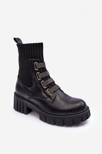 bottines avec tige élastique en noir Kasseis