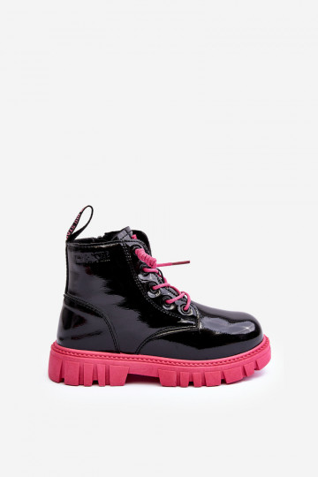 Bottines chauffantes effet vernis Enfant Big Star MM374148 Noir et rose 2