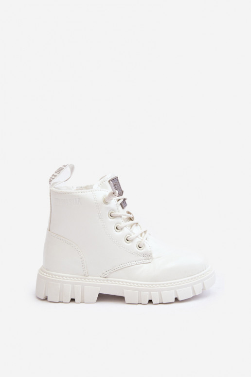 Bottines réchauffées effet vernis pour enfants Big Star MM374142 couleur blanc Bottines réchauffées effet vernis pour enfants Big Star MM374142 couleur blanc
