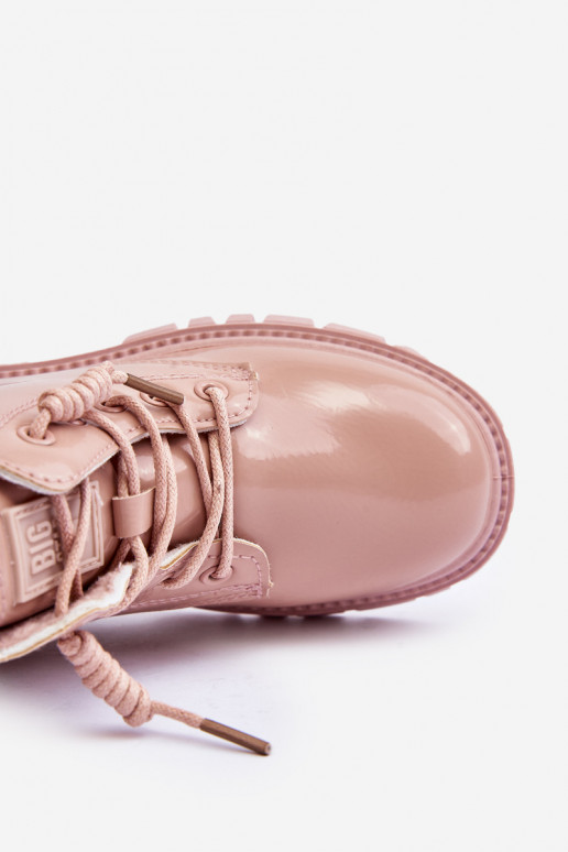 Bottines réchauffées effet vernis pour enfants Big Star MM374144 couleur rose Bottines réchauffées effet vernis pour enfants Big Star MM374144 couleur rose