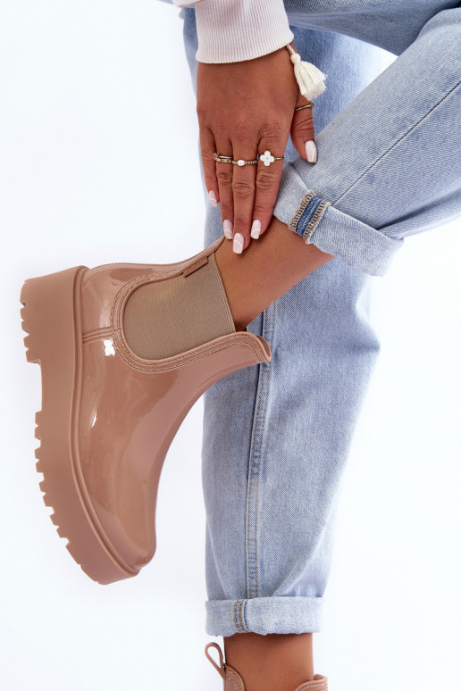 avec effet vernis Chaussures en caoutchouc Bottines à plateforme Big Star MM274396 couleur beige