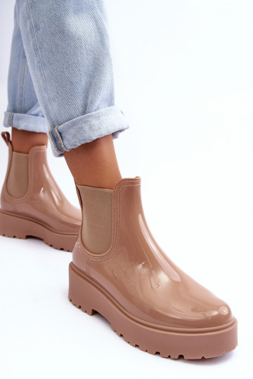 avec effet vernis Chaussures en caoutchouc Bottines à plateforme Big Star MM274396 couleur beige 2