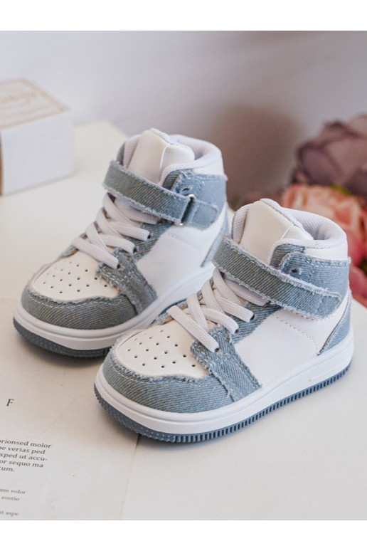 Chaussures de sport enfant Matière denim Couleur blanc-bleu Milara Chaussures de sport enfant Matière denim Couleur blanc-bleu Milara