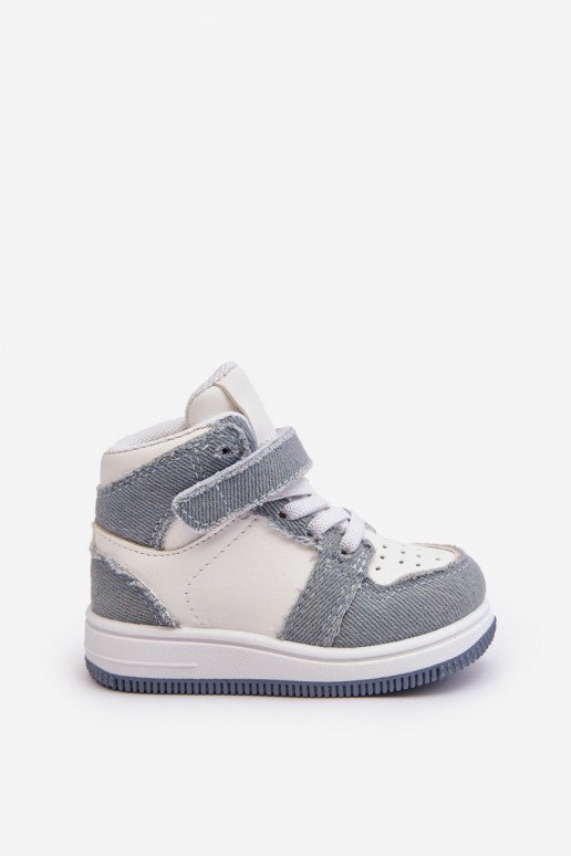 Chaussures de sport enfant Matière denim Couleur blanc-bleu Milara Chaussures de sport enfant Matière denim Couleur blanc-bleu Milara