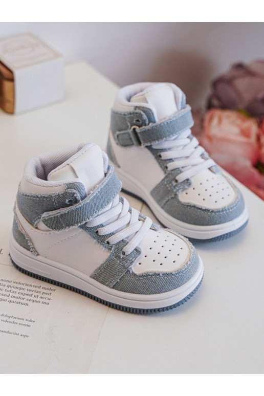 Chaussures de sport enfant Matière denim Couleur blanc-bleu Milara Chaussures de sport enfant Matière denim Couleur blanc-bleu Milara