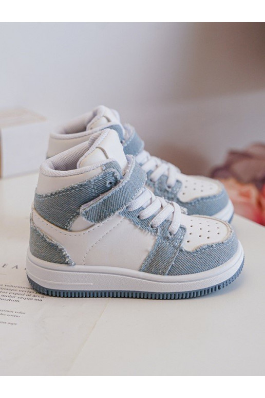 Chaussures de sport enfant Matière denim Couleur blanc-bleu Milara Chaussures de sport enfant Matière denim Couleur blanc-bleu Milara