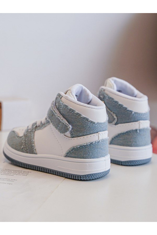 Chaussures de sport enfant Matière denim Couleur blanc-bleu Milara Chaussures de sport enfant Matière denim Couleur blanc-bleu Milara