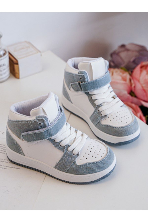 Chaussures de sport enfant Matière denim Couleur blanc-bleu Milara Chaussures de sport enfant Matière denim Couleur blanc-bleu Milara