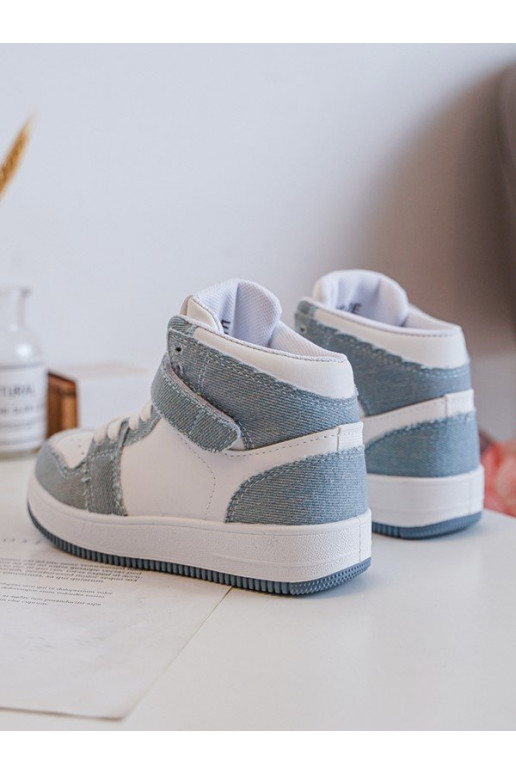 Chaussures de sport enfant Matière denim Couleur blanc-bleu Milara Chaussures de sport enfant Matière denim Couleur blanc-bleu Milara