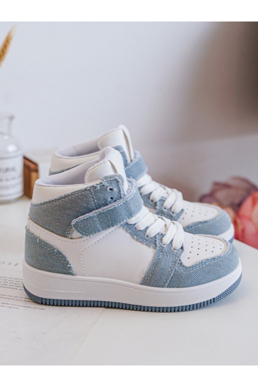 Chaussures de sport enfant Matière denim Couleur blanc-bleu Milara Chaussures de sport enfant Matière denim Couleur blanc-bleu Milara