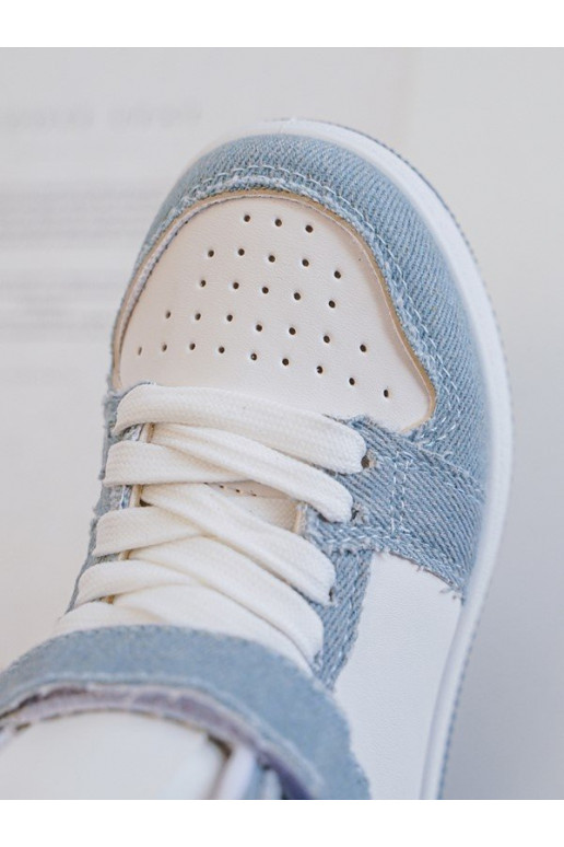 Chaussures de sport enfant Matière denim Couleur blanc-bleu Milara Chaussures de sport enfant Matière denim Couleur blanc-bleu Milara