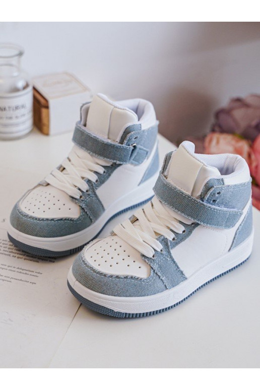Chaussures de sport enfant Matière denim Couleur blanc-bleu Milara Chaussures de sport enfant Matière denim Couleur blanc-bleu Milara