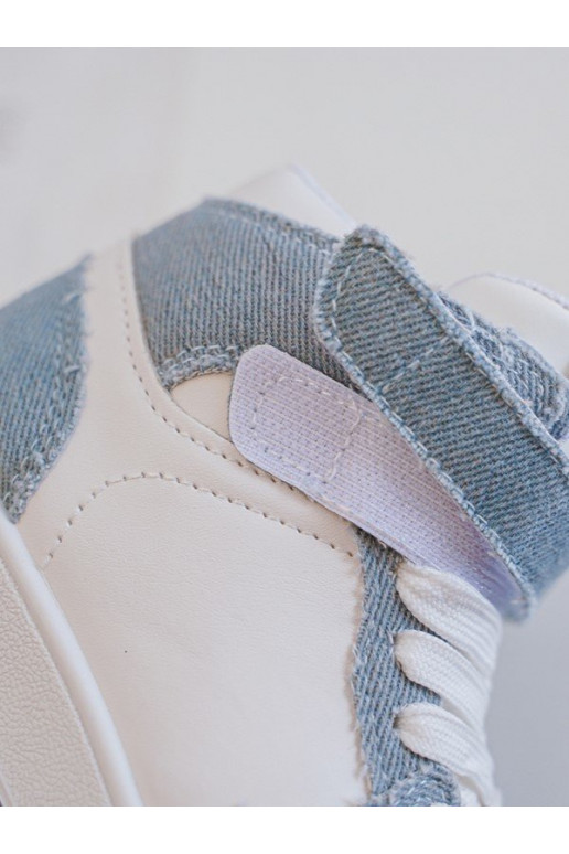 Chaussures de sport enfant Matière denim Couleur blanc-bleu Milara Chaussures de sport enfant Matière denim Couleur blanc-bleu Milara