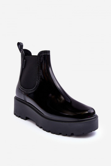 avec effet vernis Chaussures en caoutchouc Bottes avec plateforme Big Star MM274395 couleur noir