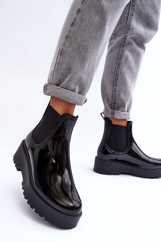 avec effet vernis Chaussures en caoutchouc Bottes avec plateforme Big Star MM274395 couleur noir avec effet vernis Chaussures en caoutchouc Bottes avec plateforme Big Star MM274395 couleur noir