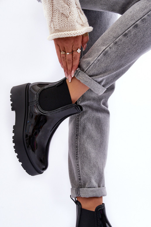 avec effet vernis Chaussures en caoutchouc Bottes avec plateforme Big Star MM274395 couleur noir avec effet vernis Chaussures en caoutchouc Bottes avec plateforme Big Star MM274395 couleur noir