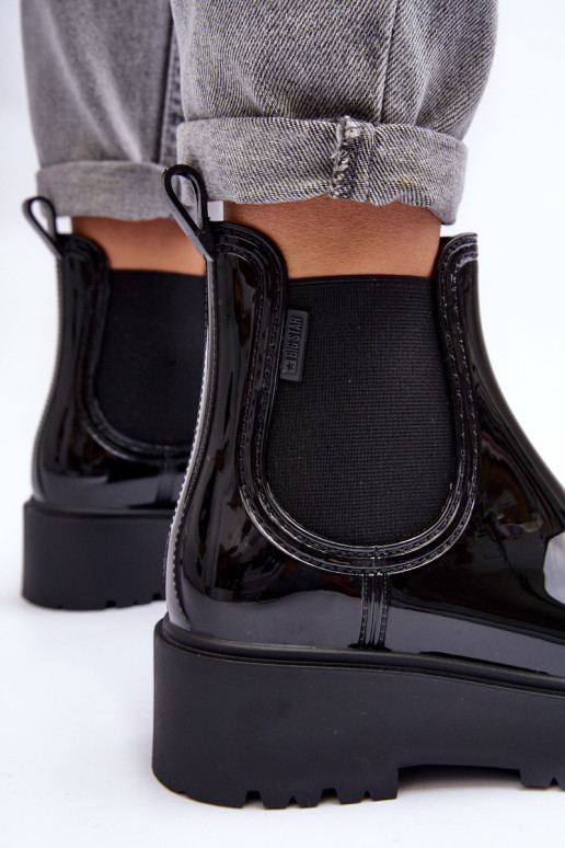 avec effet vernis Chaussures en caoutchouc Bottes avec plateforme Big Star MM274395 couleur noir avec effet vernis Chaussures en caoutchouc Bottes avec plateforme Big Star MM274395 couleur noir