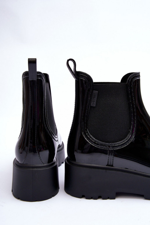 avec effet vernis Chaussures en caoutchouc Bottes avec plateforme Big Star MM274395 couleur noir avec effet vernis Chaussures en caoutchouc Bottes avec plateforme Big Star MM274395 couleur noir