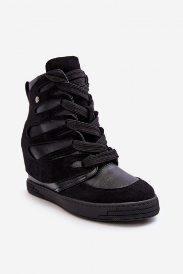 Bottines à lacets de couleur noire Amria