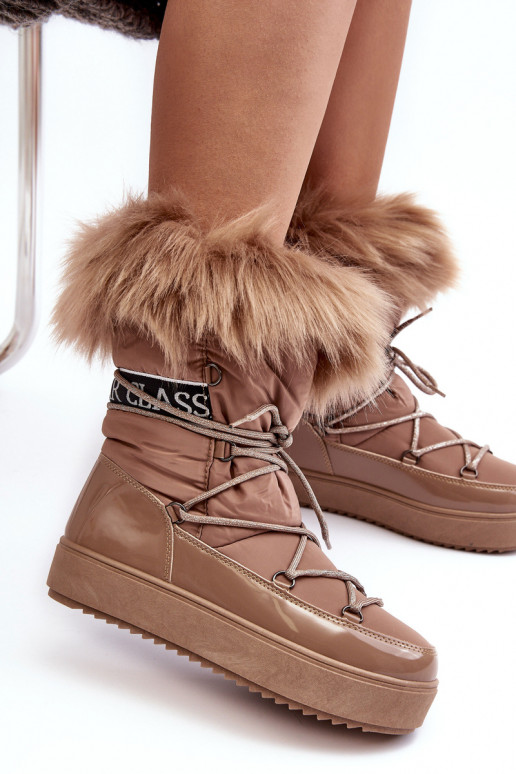 bottes de neige à lacets beige Santero