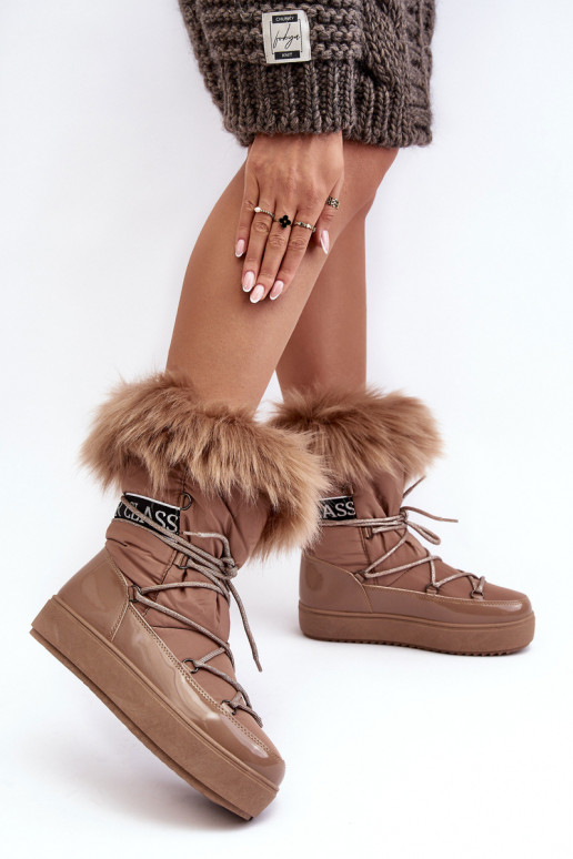 bottes de neige à lacets beige Santero