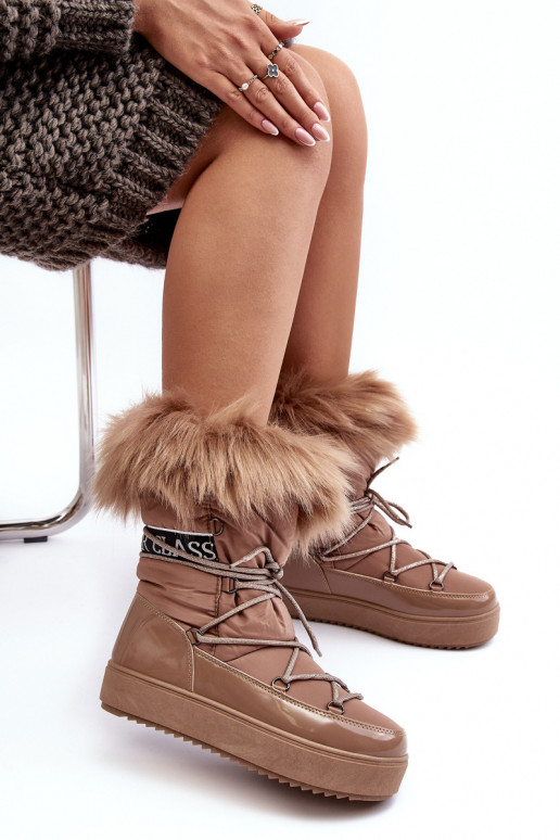 bottes de neige à lacets beige Santero