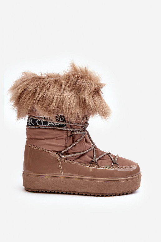bottes de neige à lacets beige Santero