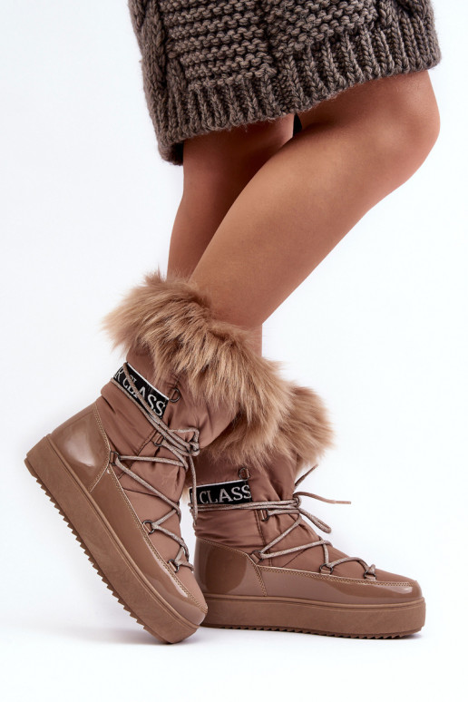 bottes de neige à lacets beige Santero