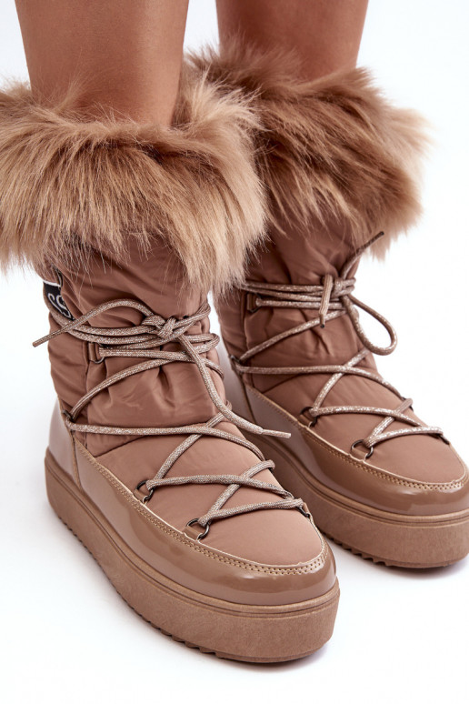 bottes de neige à lacets beige Santero