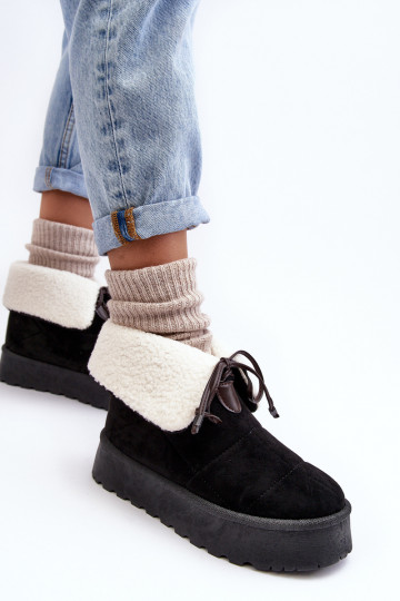 bottes de neige avec plateforme chauffante de couleur noire Olimuka