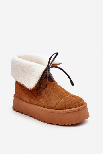 bottes de neige avec plateforme chauffante de couleur marron Olimuka