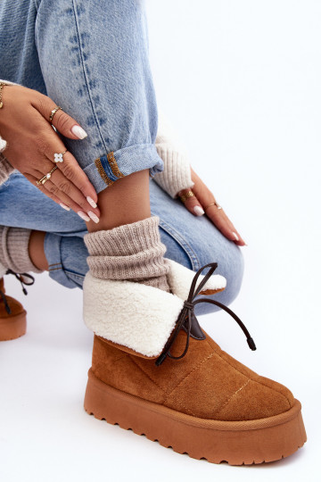 bottes de neige avec plateforme chauffante de couleur marron Olimuka 2
