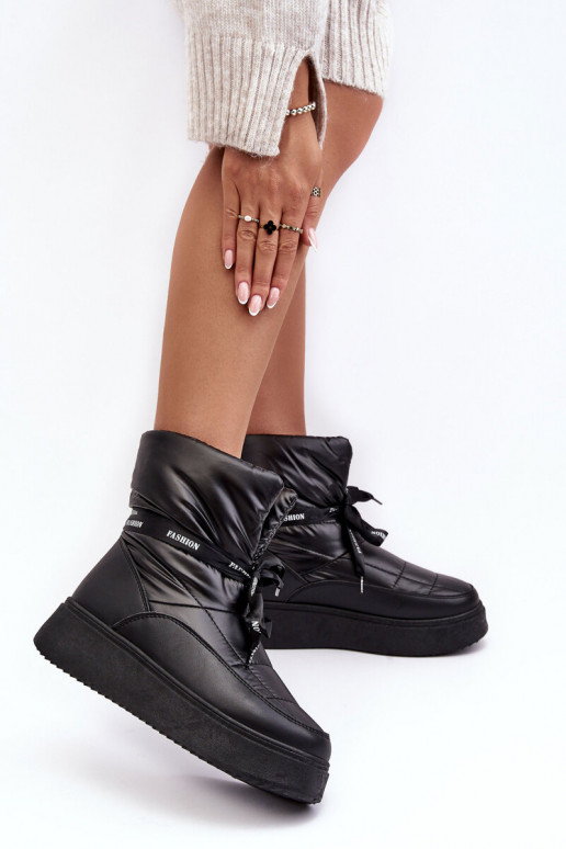 bottes de neige Wiązaniem couleur noire Siracna bottes de neige Wiązaniem couleur noire Siracna