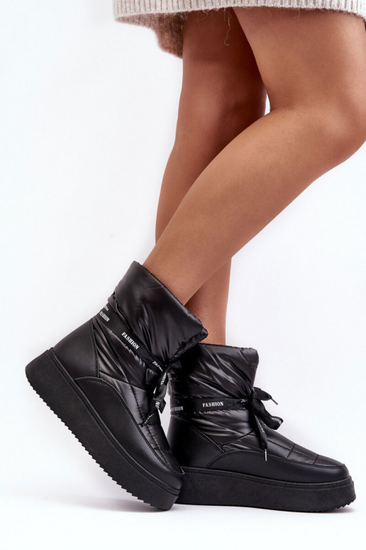 bottes de neige Wiązaniem couleur noire Siracna bottes de neige Wiązaniem couleur noire Siracna