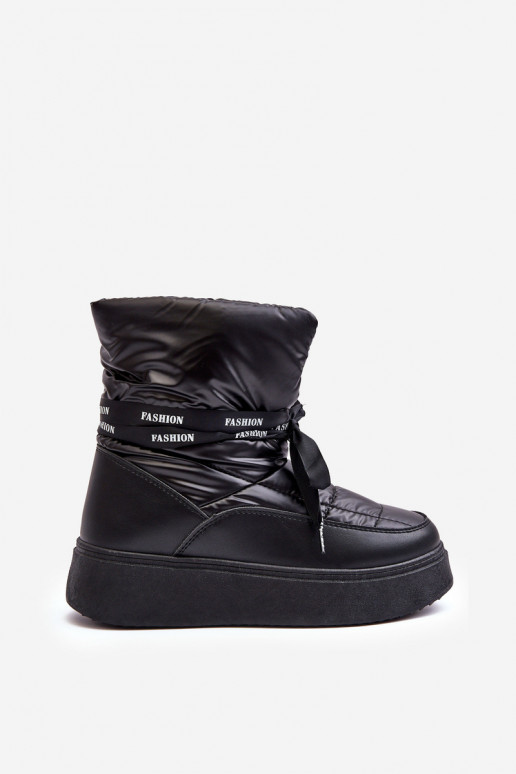 bottes de neige Wiązaniem couleur noire Siracna bottes de neige Wiązaniem couleur noire Siracna